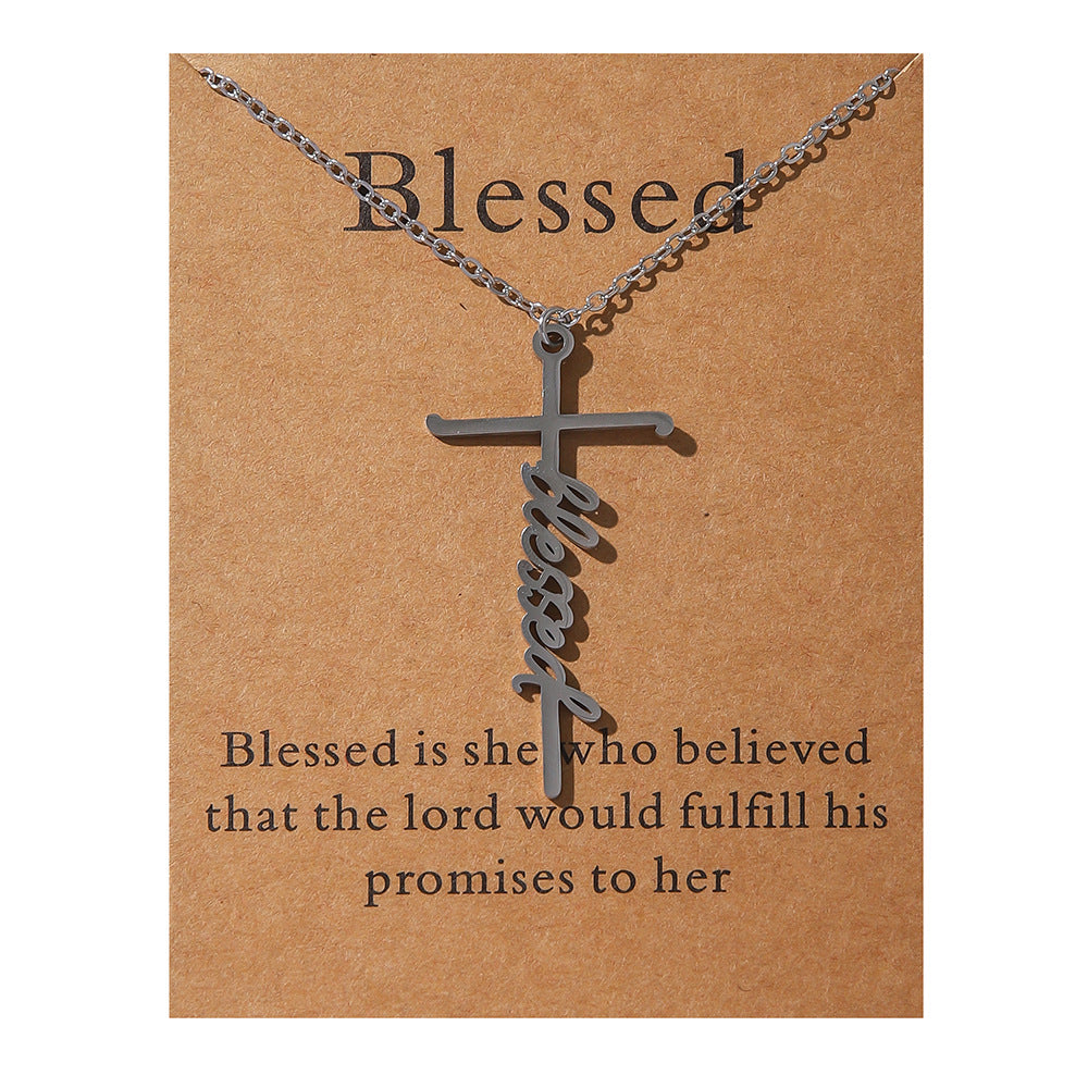Faith Religious Stainless Steel Cross Collarbone Chain Sweater Chain