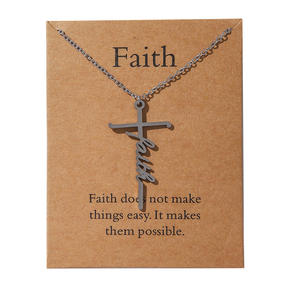 Faith Religious Stainless Steel Cross Collarbone Chain Sweater Chain
