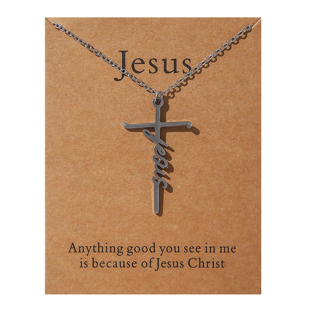 Faith Religious Stainless Steel Cross Collarbone Chain Sweater Chain