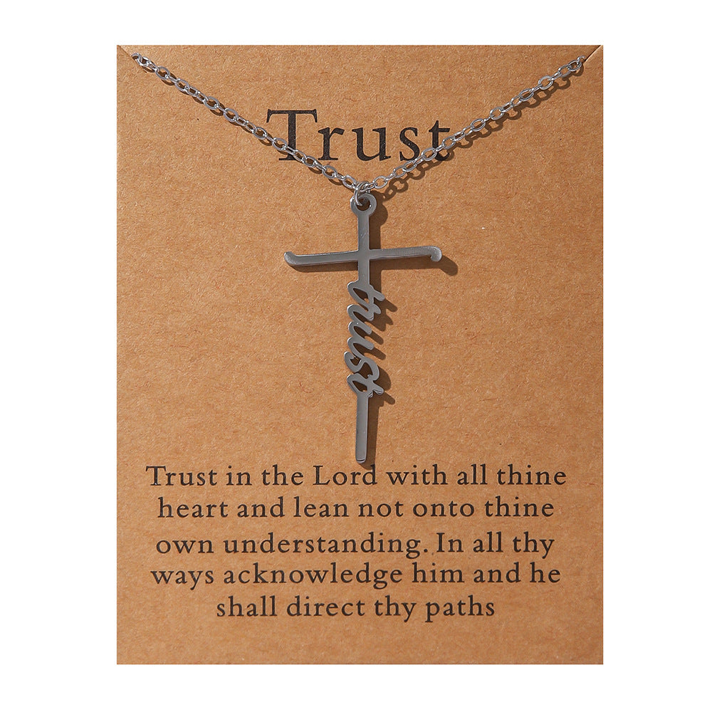 Faith Religious Stainless Steel Cross Collarbone Chain Sweater Chain