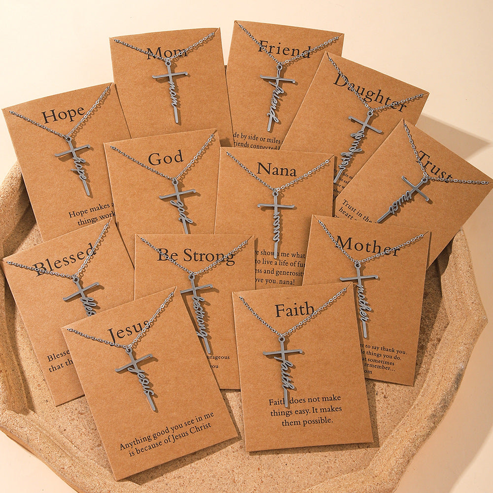 Faith Religious Stainless Steel Cross Collarbone Chain Sweater Chain
