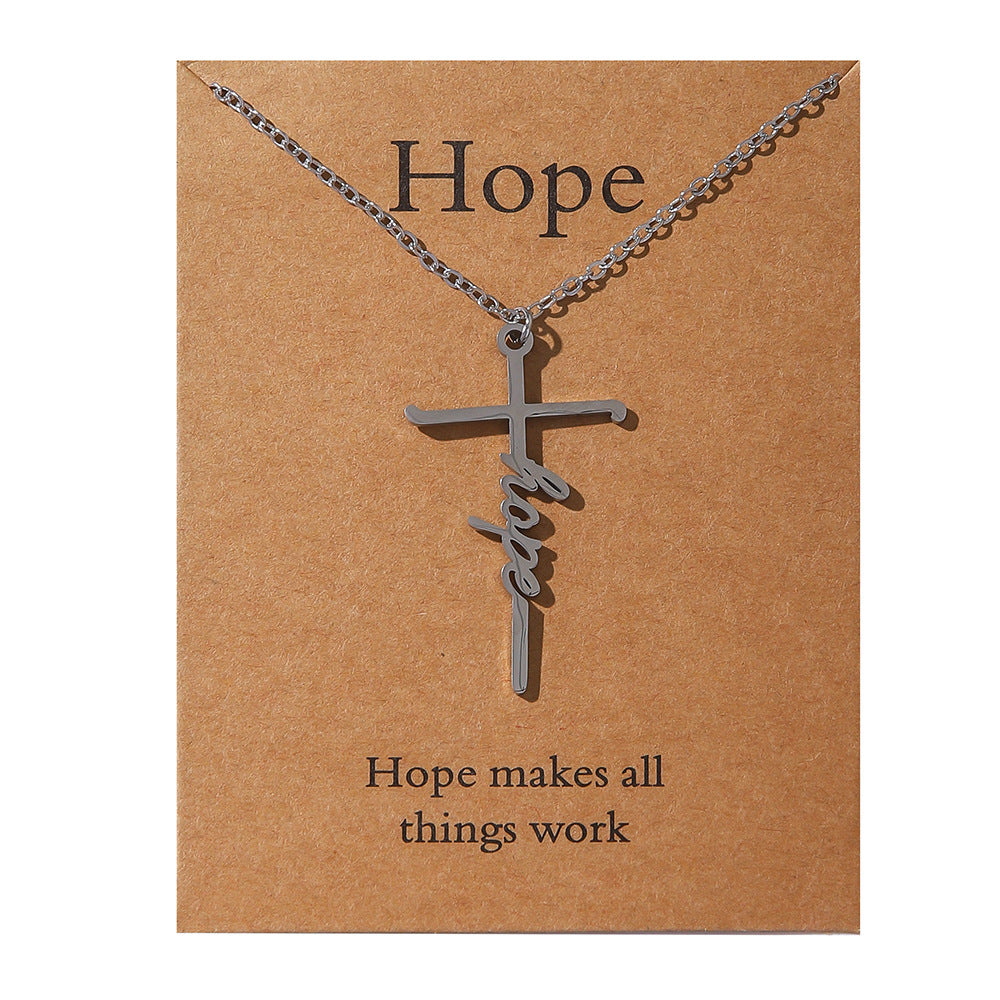 Faith Religious Stainless Steel Cross Collarbone Chain Sweater Chain