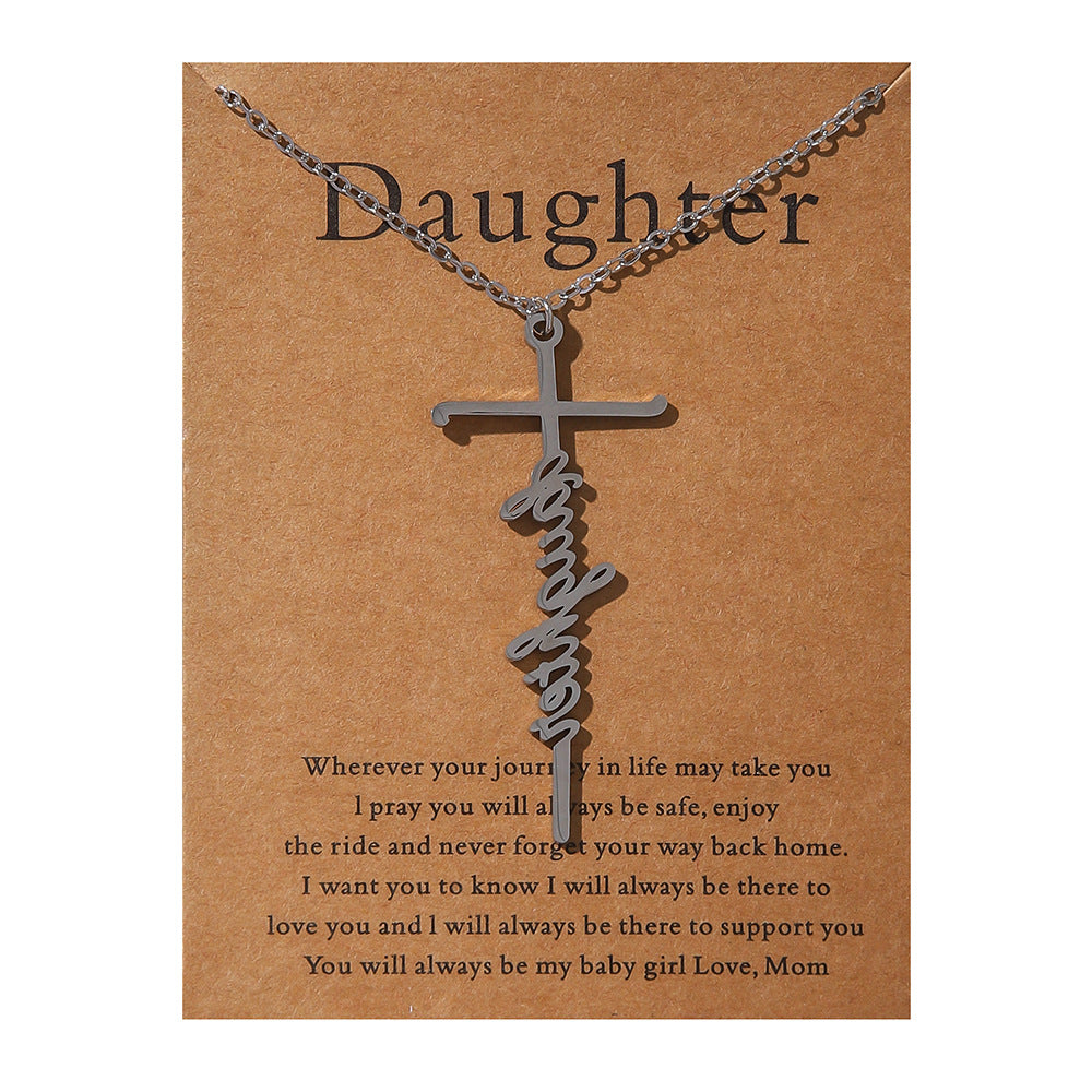 Faith Religious Stainless Steel Cross Collarbone Chain Sweater Chain
