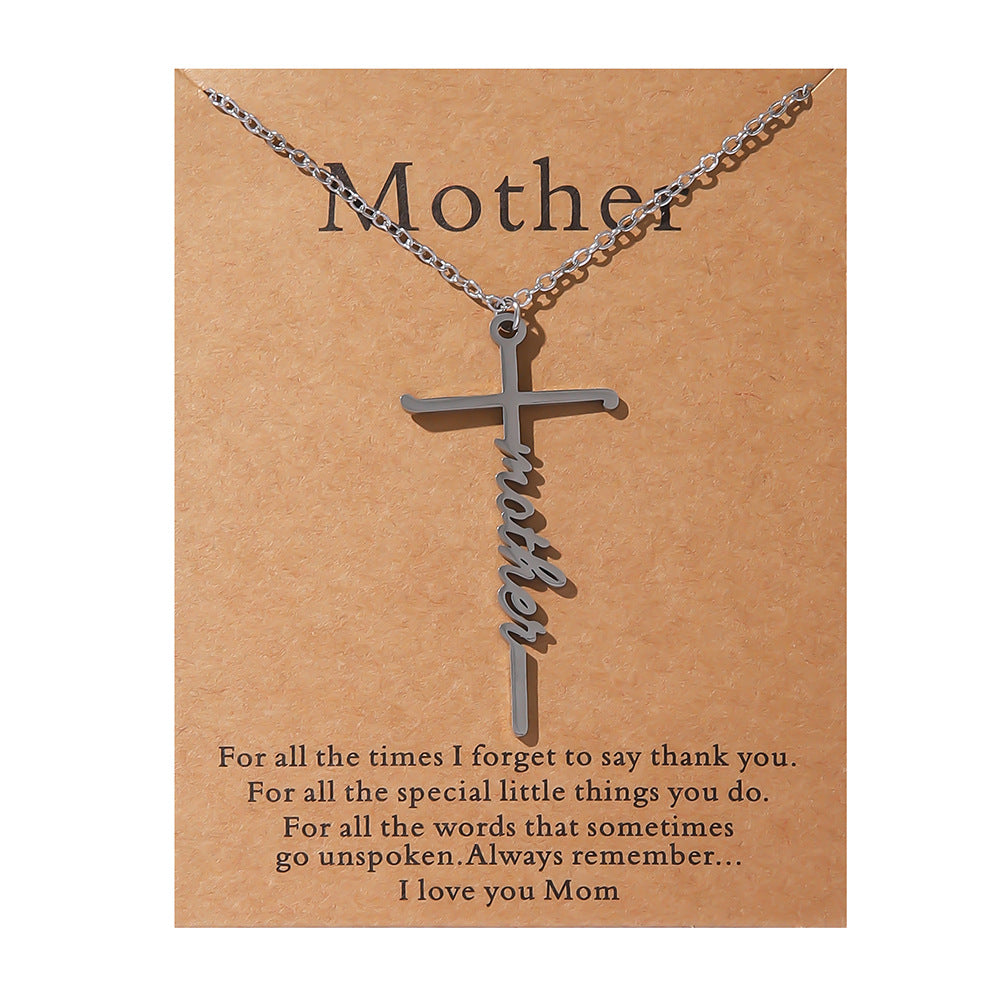 Faith Religious Stainless Steel Cross Collarbone Chain Sweater Chain