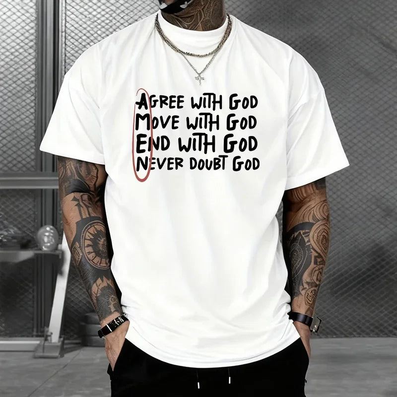 God Amen Print T-shirt for Man High Quality Pure Cotton Short Sleeve Top Spring Summer Male Daily Casual Fashion Cool Tees