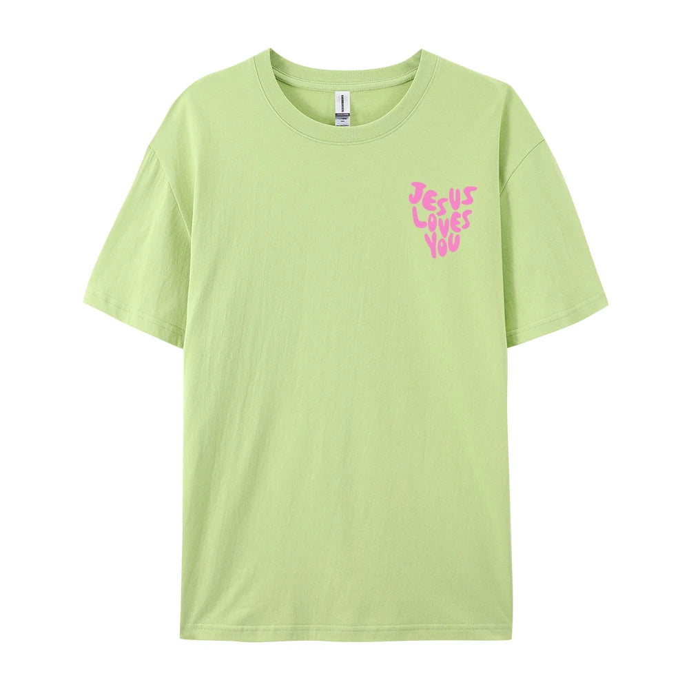 Jesus Loves Me Letter Prints Female Cotton T-Shirts Fashion O-Neck Oversize Tops Casual Loose Soft Short Sleeve Women Clothing