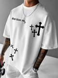 "God Bless You" Cross Print 100% Cotton Men Woment T-shirt Summer Autumn Daily Outdoor Sports Party Casual Street Short Sleeve