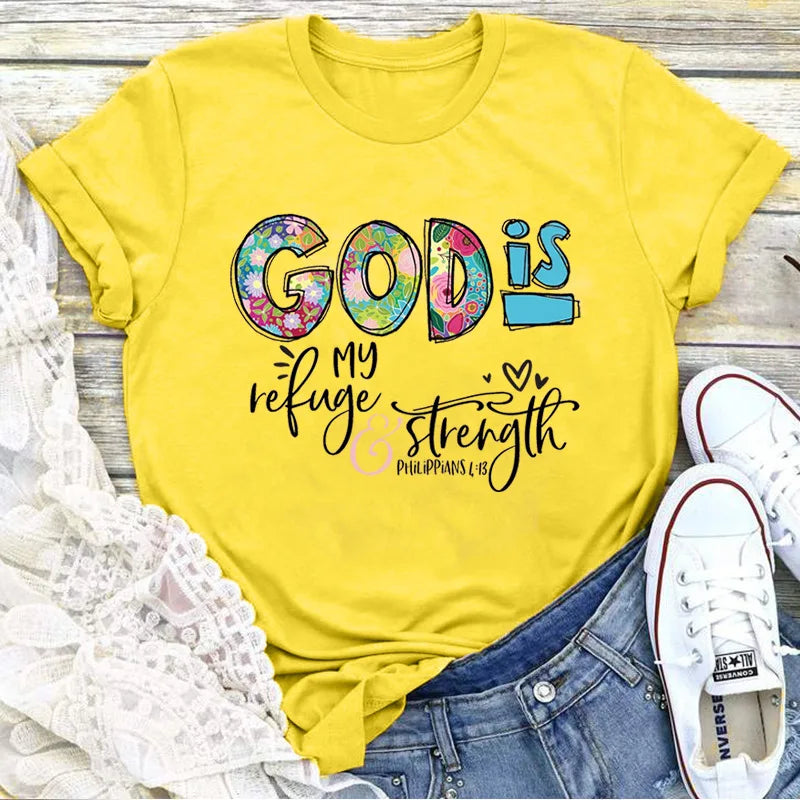 Cotton 100% New GOD IS Loose Creative Printed Round Neck Women's Casual Short Sleeve T-shirt Oversized T Shirt