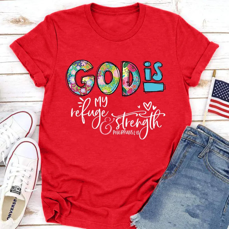 Cotton 100% New GOD IS Loose Creative Printed Round Neck Women's Casual Short Sleeve T-shirt Oversized T Shirt