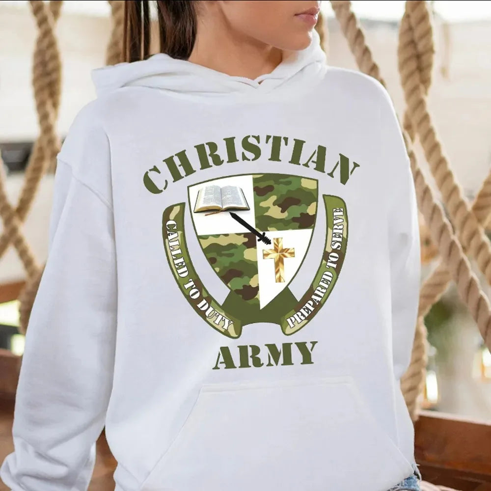 Christian Army Hoodie Men's and Women's Fashion Long Sleeve Hooded Sweatshirt Pullover Tops Streetwear Sportswear Women Clothing