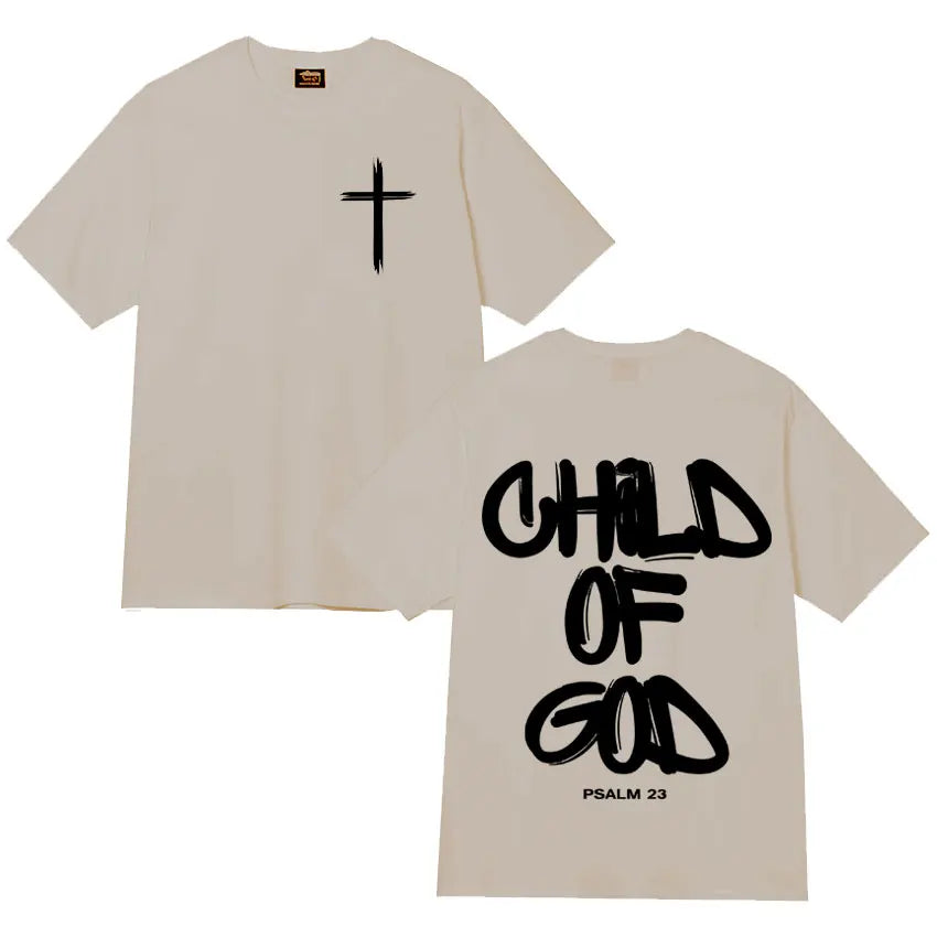 Food of God Bible Christian Jesus Pattern Printed T-shirt Men's Cotton Loose Casual High Quality Street Wear