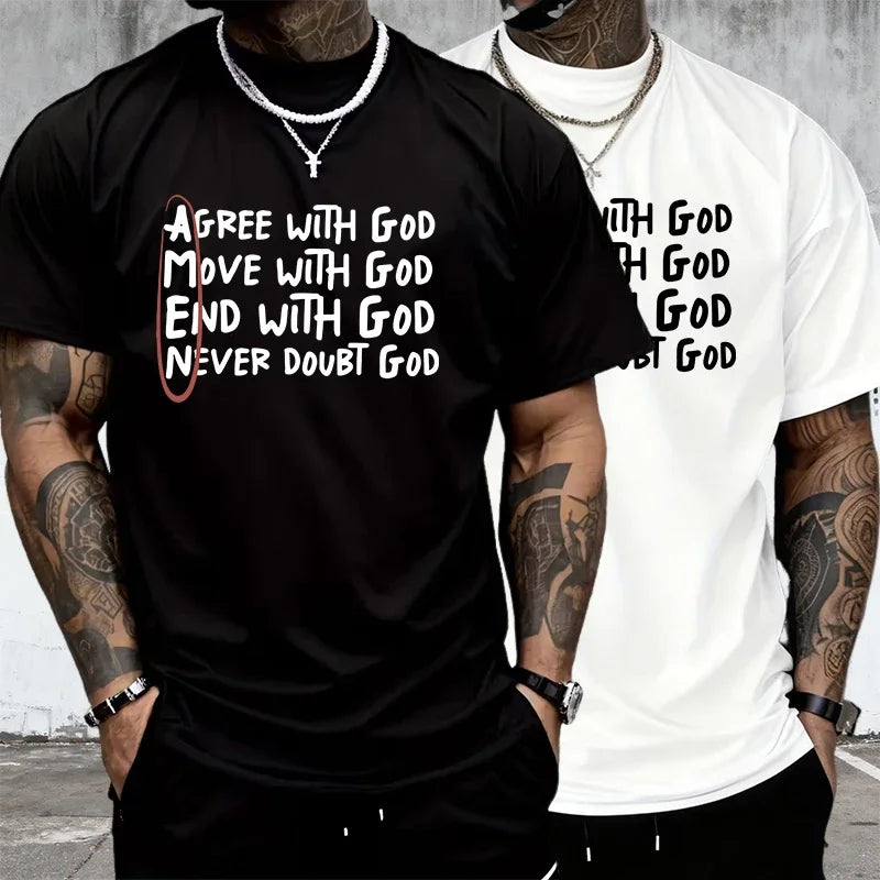God Amen Print T-shirt for Man High Quality Pure Cotton Short Sleeve Top Spring Summer Male Daily Casual Fashion Cool Tees