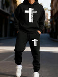 Christ Has Made Me Invincible Printing Man Hoodie Set Sporty Long-Length Two Pices Sets Street Couple'S Hoody Fashion Pants