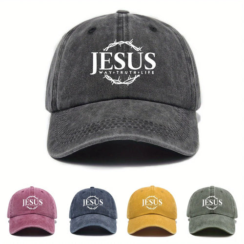 Adjustable baseball caps for men and women, Jesus wreath design, urban street style suitable for leisure and outdoor activities