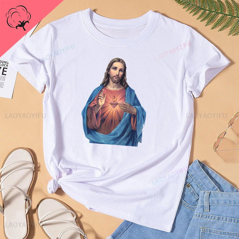 Jesus Vs Satan in A Boxing Match Funny Cotton Men's Clothing Not Today Satan John 14 6 Christian Unisex Street Trend Tshirt