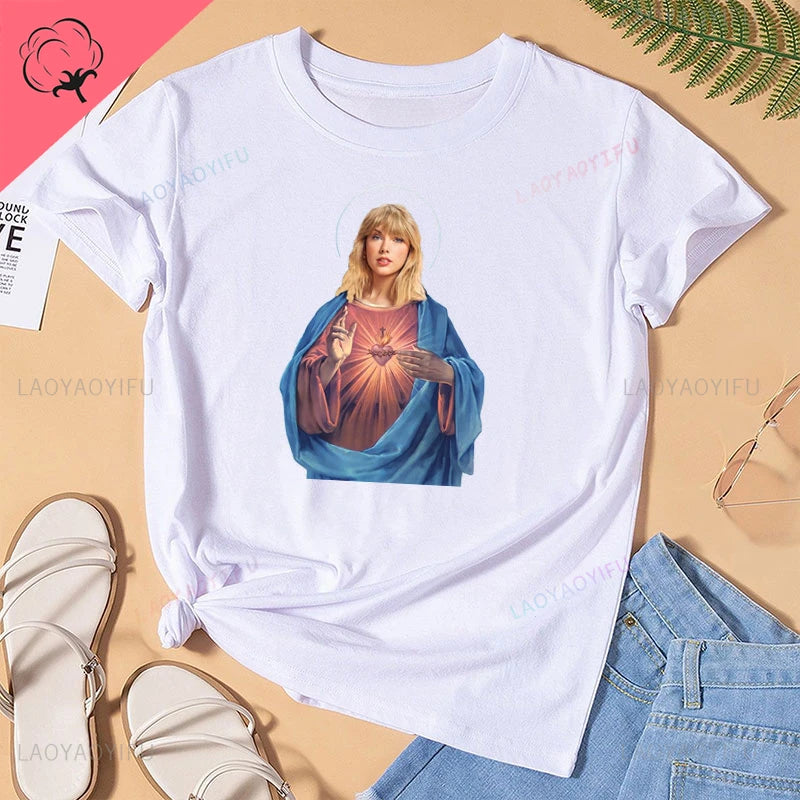 Jesus Vs Satan in A Boxing Match Funny Cotton Men's Clothing Not Today Satan John 14 6 Christian Unisex Street Trend Tshirt