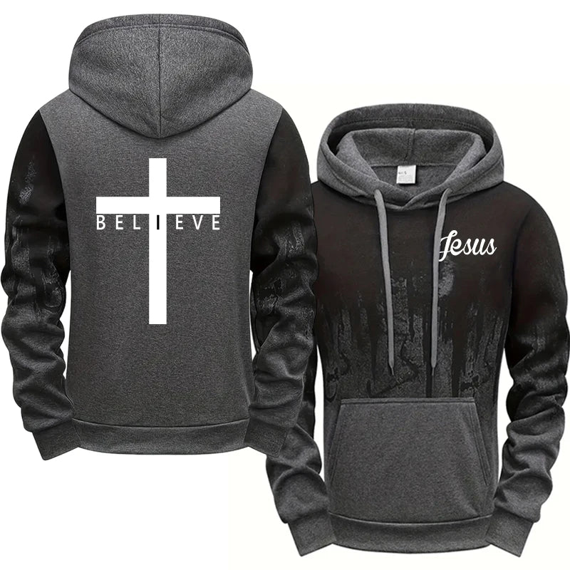 Jesus Christ Style Hoodies and Sweatpants Autumn Winter Daily Casual Sporty Jogging Suit Cross Tracksuit High Quality Men's Set