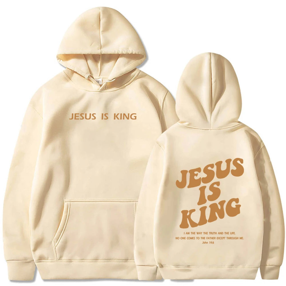 Jesus Is King Hoodie Christian Faith Sweatshirt Jesus Saves Man Woman  Pullover Tops Streetwear