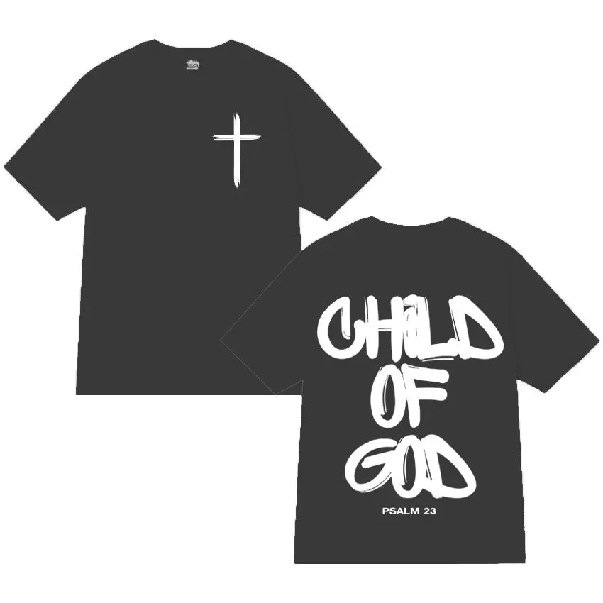 Food of God Bible Christian Jesus Pattern Printed T-shirt Men's Cotton Loose Casual High Quality Street Wear