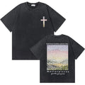 Water Wash Retro Christian Jesus Good News God Love You Bible Scripture Graphic T-Shirt Men's Women's Fashion Casual T-Shirt