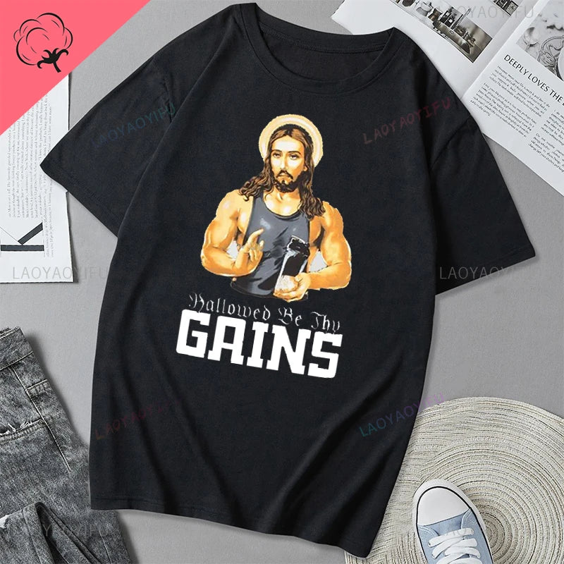 Jesus Vs Satan in A Boxing Match Funny Cotton Men's Clothing Not Today Satan John 14 6 Christian Unisex Street Trend Tshirt