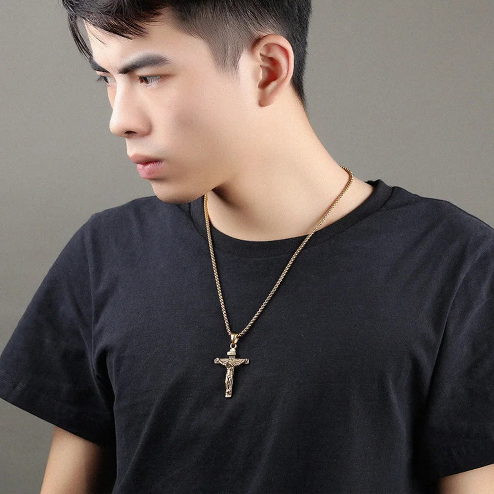 Premium Cross Necklace for Women 18k Gold Plated Trendy Gold Cross Pendant Chain for Girls Crucifix Necklace for Women Girls