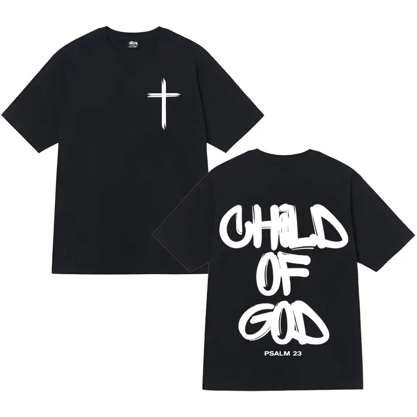 Food of God Bible Christian Jesus Pattern Printed T-shirt Men's Cotton Loose Casual High Quality Street Wear