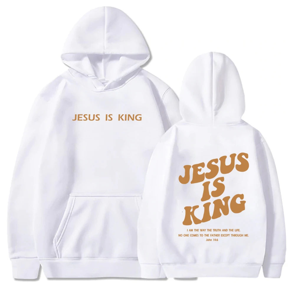 Jesus Is King Hoodie Christian Faith Sweatshirt Jesus Saves Man Woman  Pullover Tops Streetwear