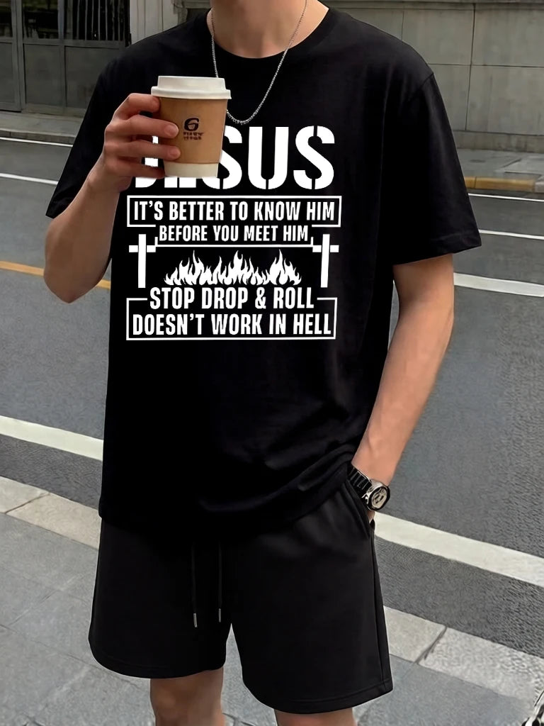You Need To Understand Jesus Prints Beach Breathable Pants Man'S Sets Summer Simple Sport Clothes Cotton Commute O-Neck T-Shirt