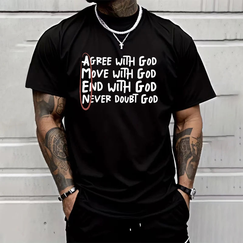 God Amen Print T-shirt for Man High Quality Pure Cotton Short Sleeve Top Spring Summer Male Daily Casual Fashion Cool Tees