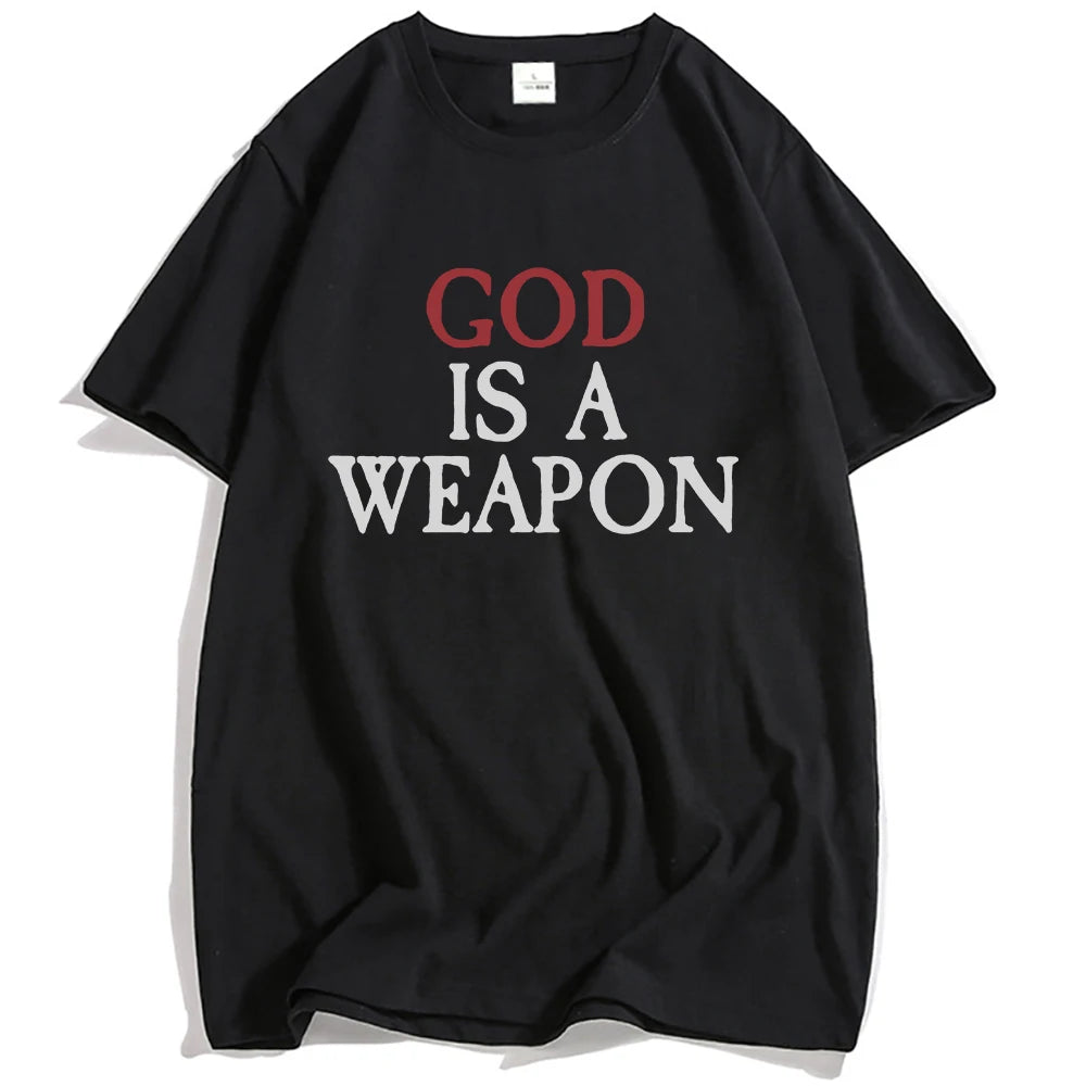God Is A Weapon Single Tee Falling in Reverse Band Graphic T-shirt Summer Cotton Hip Hop Streetwear Unisex Men Clothing Top