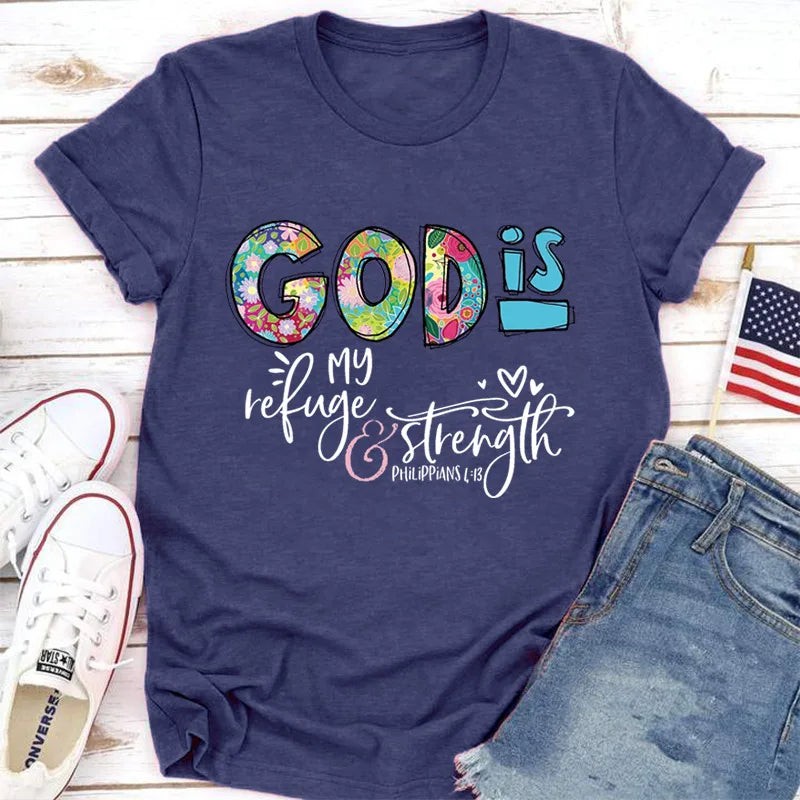 Cotton 100% New GOD IS Loose Creative Printed Round Neck Women's Casual Short Sleeve T-shirt Oversized T Shirt