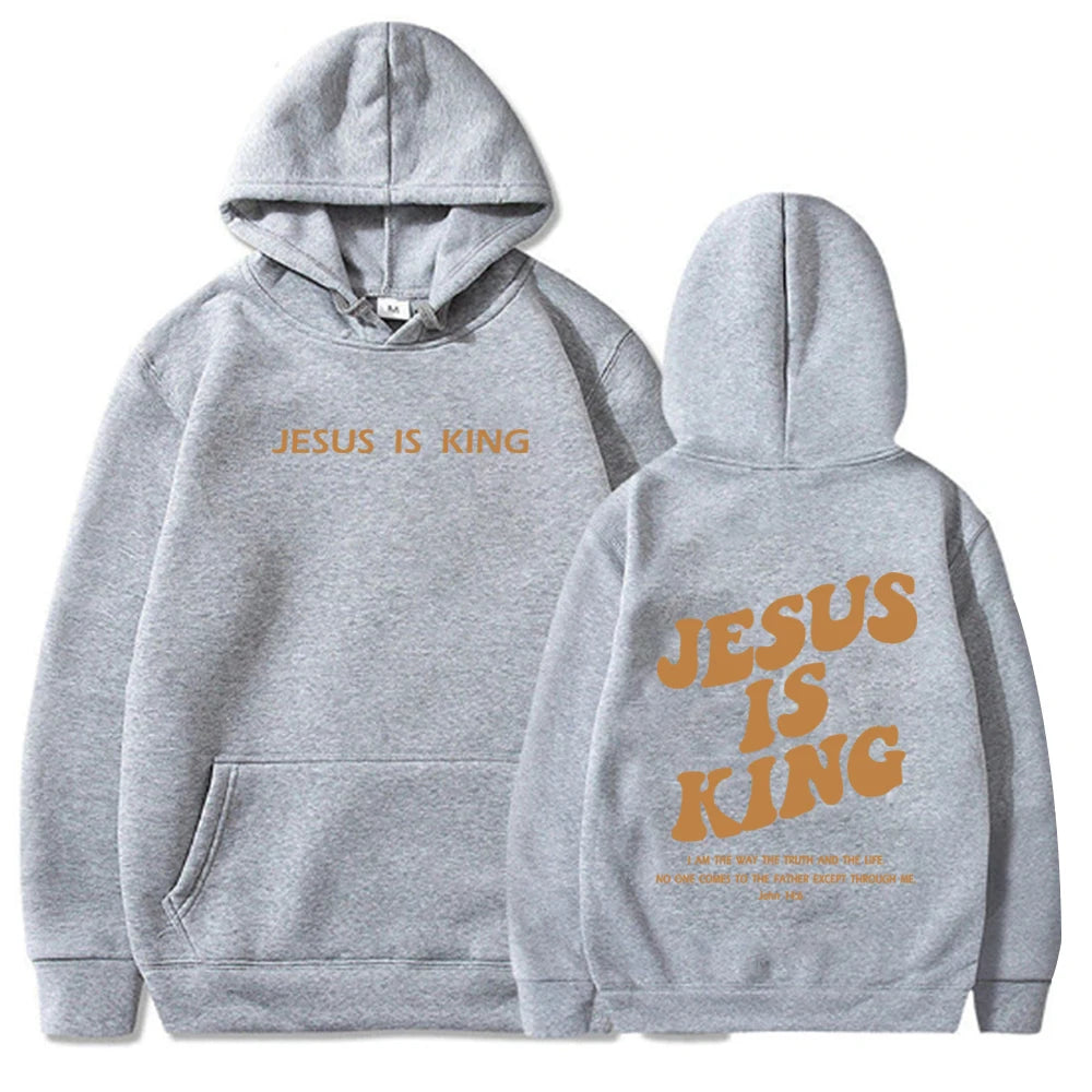 Jesus Is King Hoodie Christian Faith Sweatshirt Jesus Saves Man Woman  Pullover Tops Streetwear