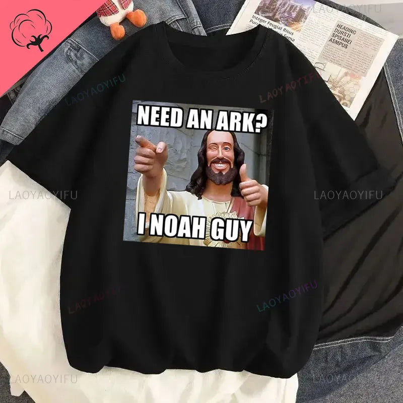 Jesus Vs Satan in A Boxing Match Funny Cotton Men's Clothing Not Today Satan John 14 6 Christian Unisex Street Trend Tshirt