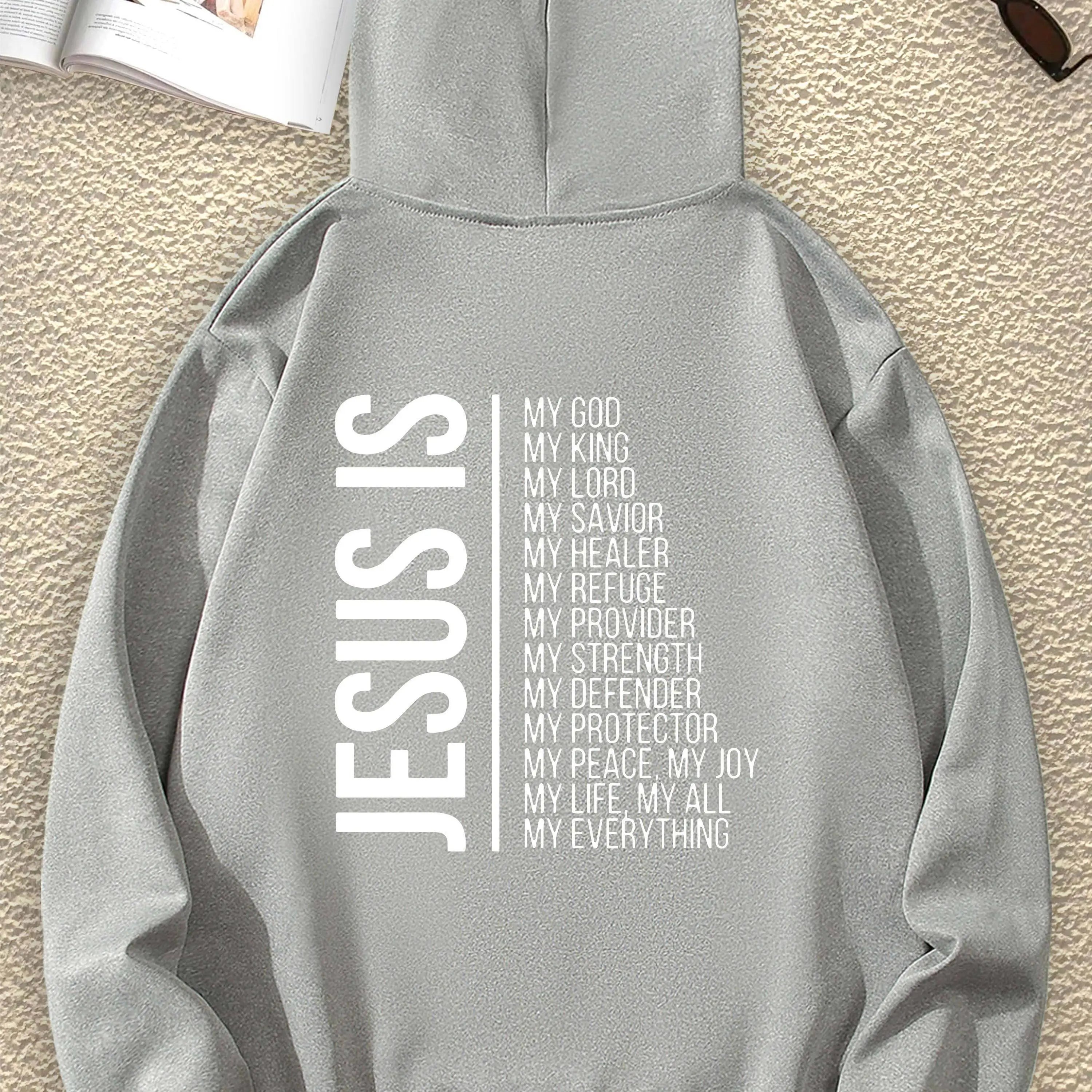 JESUS Fashion Interesting Letter Graphic Print Sweatshirt Print Pullover Hoodie For Women Casual Fashion Casual HipHop Harajuku
