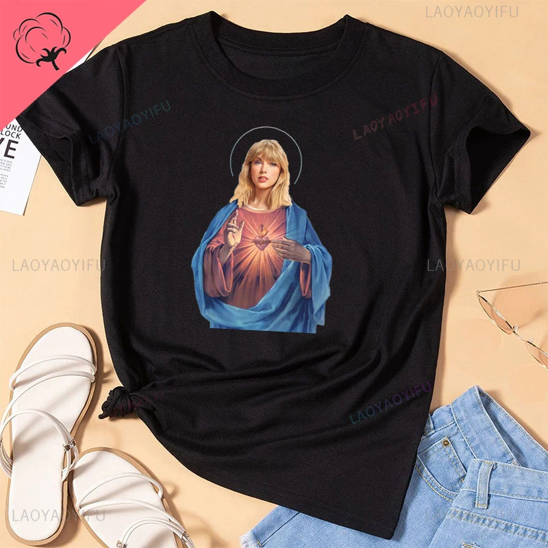 Jesus Vs Satan in A Boxing Match Funny Cotton Men's Clothing Not Today Satan John 14 6 Christian Unisex Street Trend Tshirt