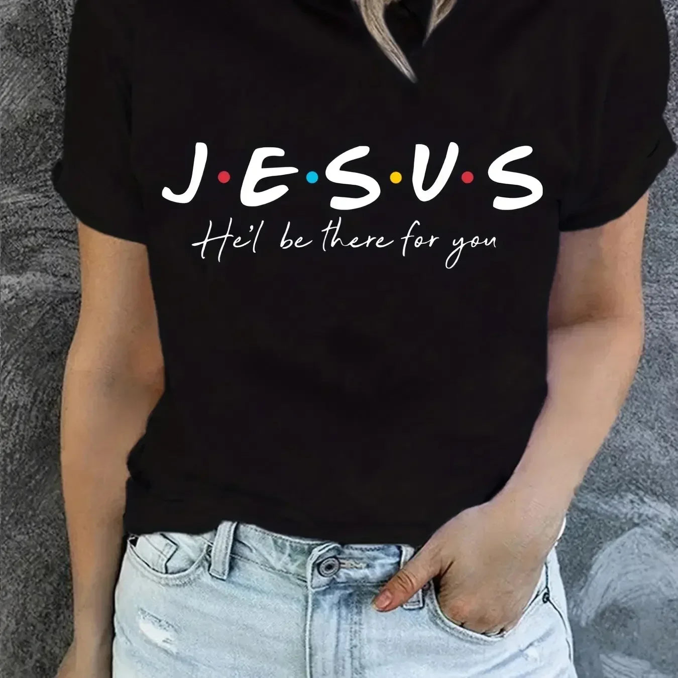 Jesus Print T-Shirt Summer Short Sleeve Casual Top Women's Clothing