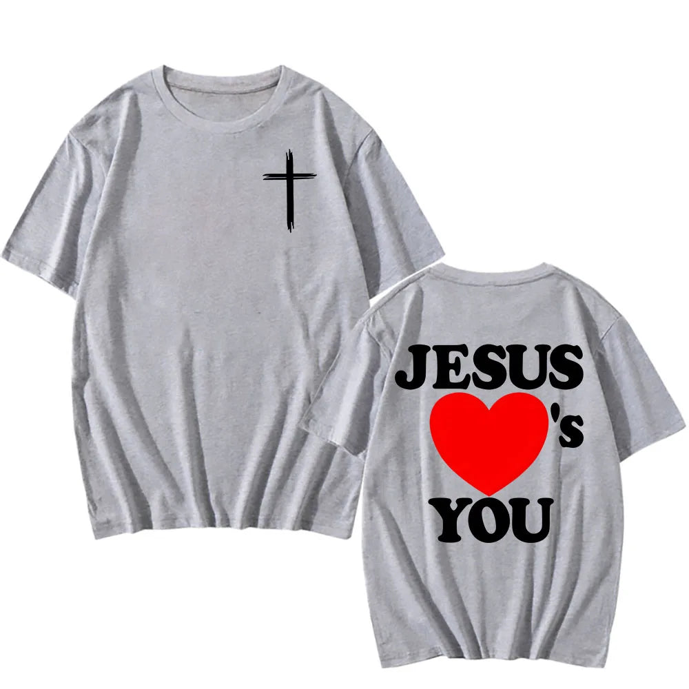 Christian Bible Verse New Tshirts Jesus Loves You T-shirt Round Neck Summer Cotton T Shirt Camisetas Menor  Women Clothing Tee