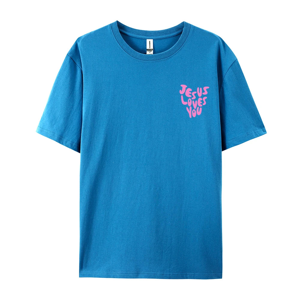 Jesus Loves Me Letter Prints Female Cotton T-Shirts Fashion O-Neck Oversize Tops Casual Loose Soft Short Sleeve Women Clothing