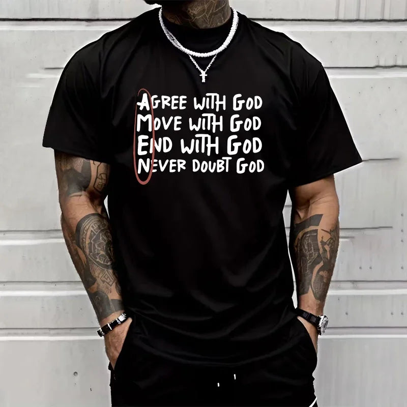 God Amen Print T-shirt for Man High Quality Pure Cotton Short Sleeve Top Spring Summer Male Daily Casual Fashion Cool Tees