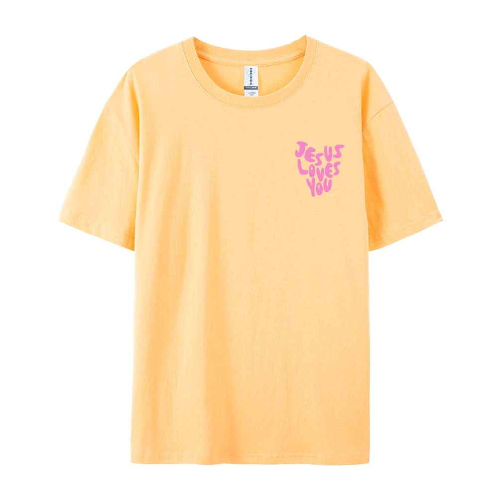 Jesus Loves Me Letter Prints Female Cotton T-Shirts Fashion O-Neck Oversize Tops Casual Loose Soft Short Sleeve Women Clothing