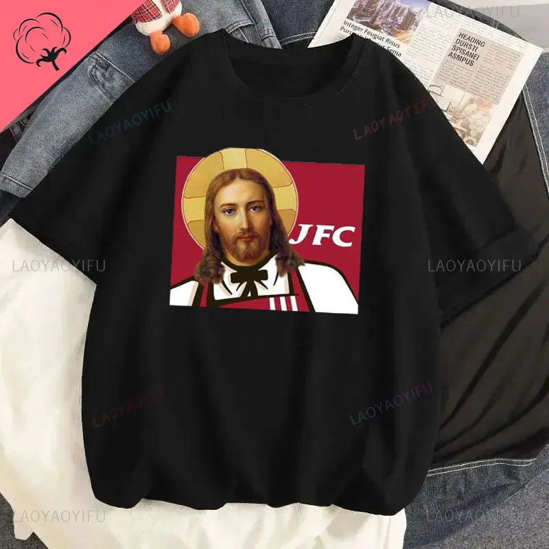 Jesus Vs Satan in A Boxing Match Funny Cotton Men's Clothing Not Today Satan John 14 6 Christian Unisex Street Trend Tshirt