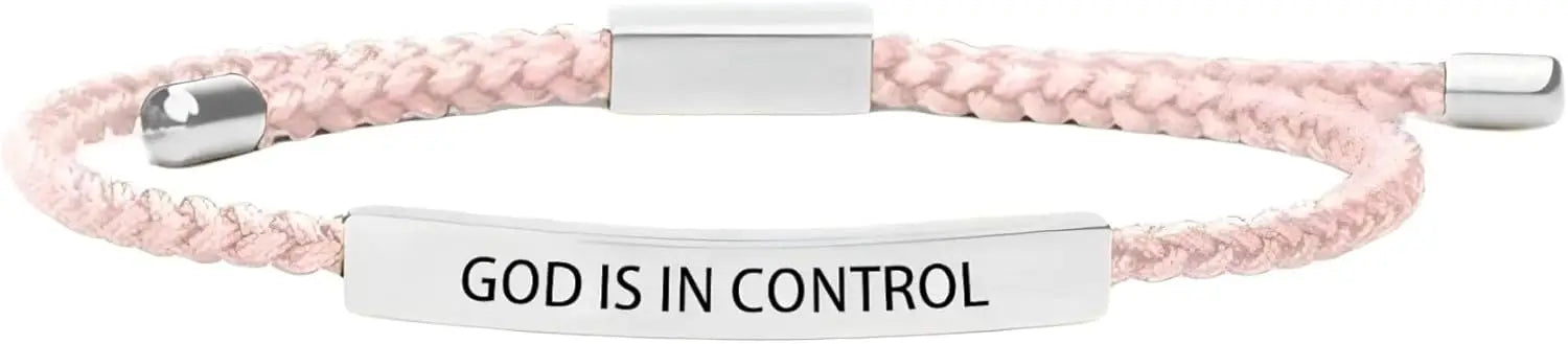 God Is in Control Inspirational Bracelets for Women Men Stainless Steel Lettering Braided Bracelet Christmas Birthday Gifts