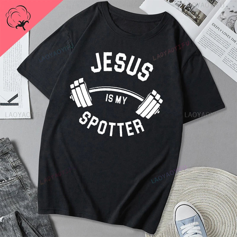 Jesus Vs Satan in A Boxing Match Funny Cotton Men's Clothing Not Today Satan John 14 6 Christian Unisex Street Trend Tshirt