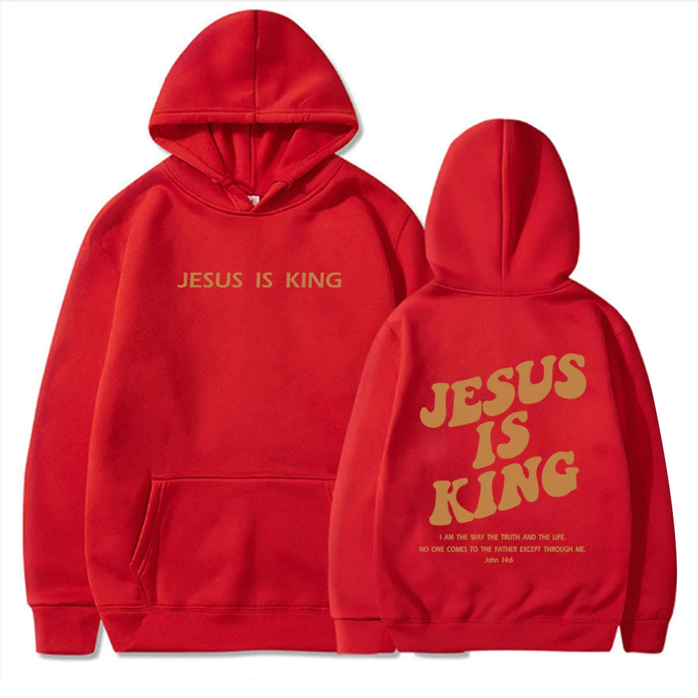 Jesus Is King Hoodie Christian Faith Sweatshirt Jesus Saves Man Woman  Pullover Tops Streetwear