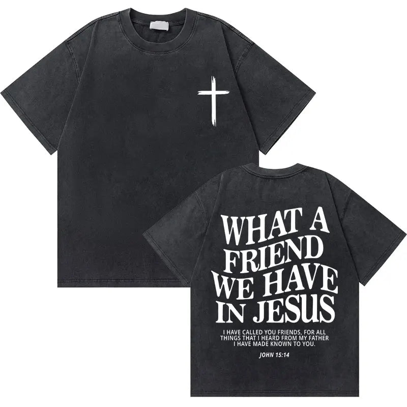 Water Wash Retro Christian Jesus Good News God Love You Bible Scripture Graphic T-Shirt Men's Women's Fashion Casual T-Shirt