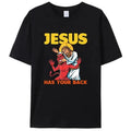 Jesus Has Your Back T-Shirt Men's Summer Personality Street Short Sleeve Cotton Loose Crew Neck Men's Women's Harajuku T-Shirt