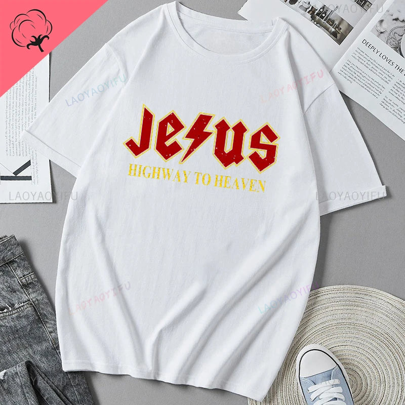 Jesus Vs Satan in A Boxing Match Funny Cotton Men's Clothing Not Today Satan John 14 6 Christian Unisex Street Trend Tshirt