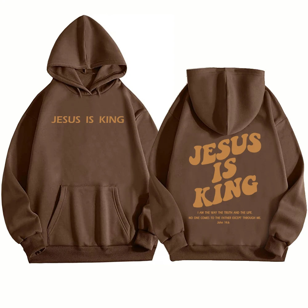 Jesus Is King Hoodie Christian Faith Sweatshirt Jesus Saves Man Woman  Pullover Tops Streetwear
