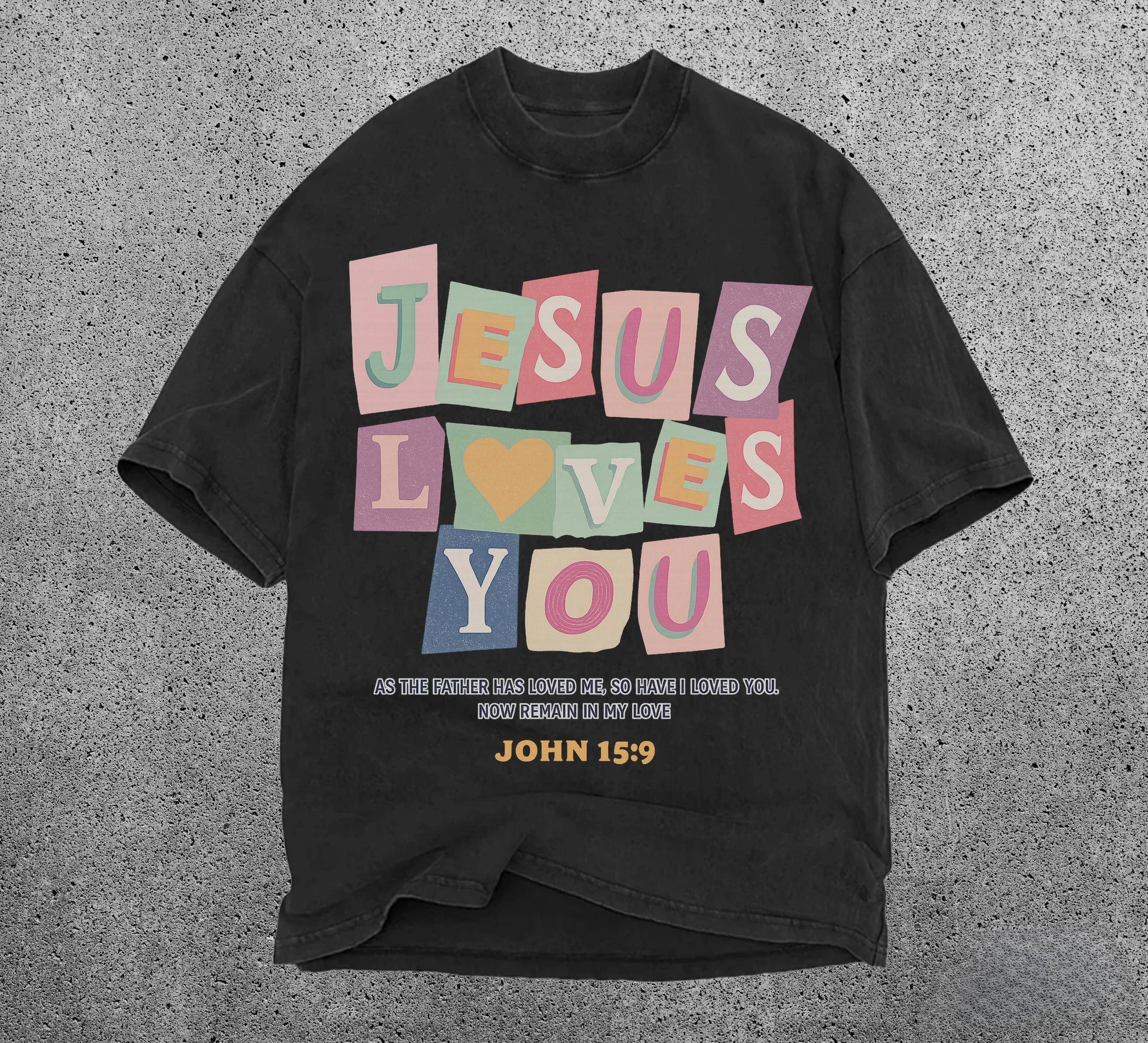 Women's Spring/Summer New Jesus Loves You T-shirt Church Gift Unisex Cotton Oversized Streetwear Short Sleeve Loose Casual